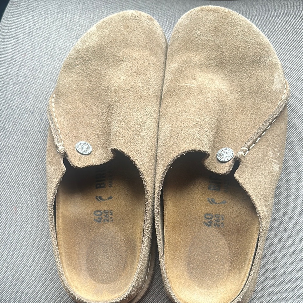 Birkenstock Tan Suede Slip-On Shoes